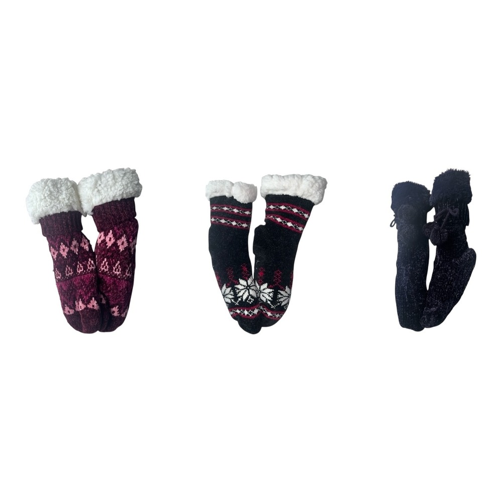 3-pack‎ Warm Cabin Socks Bundle -Cozy Sherpa Lined Winter Stretchy Socks  Sz M-L